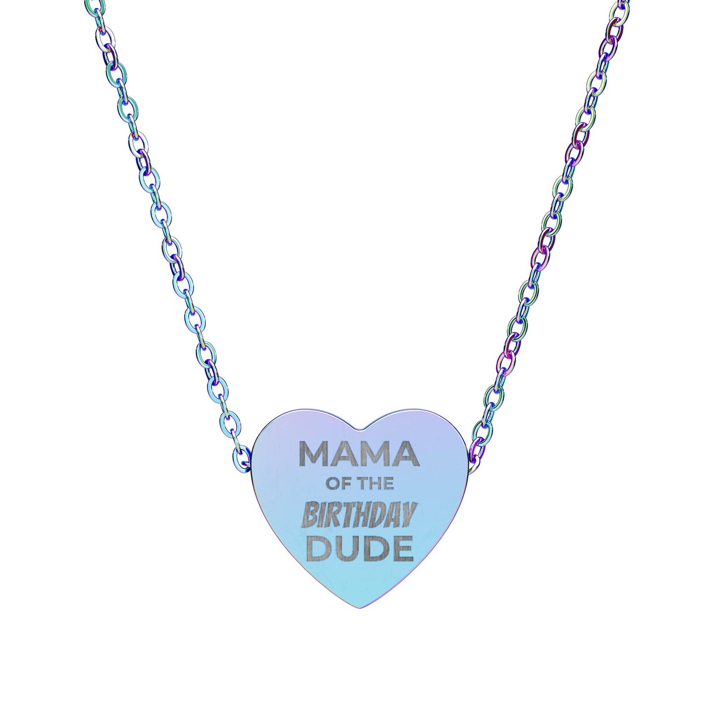 'Mama of the Birthday Dude' Heart Necklace