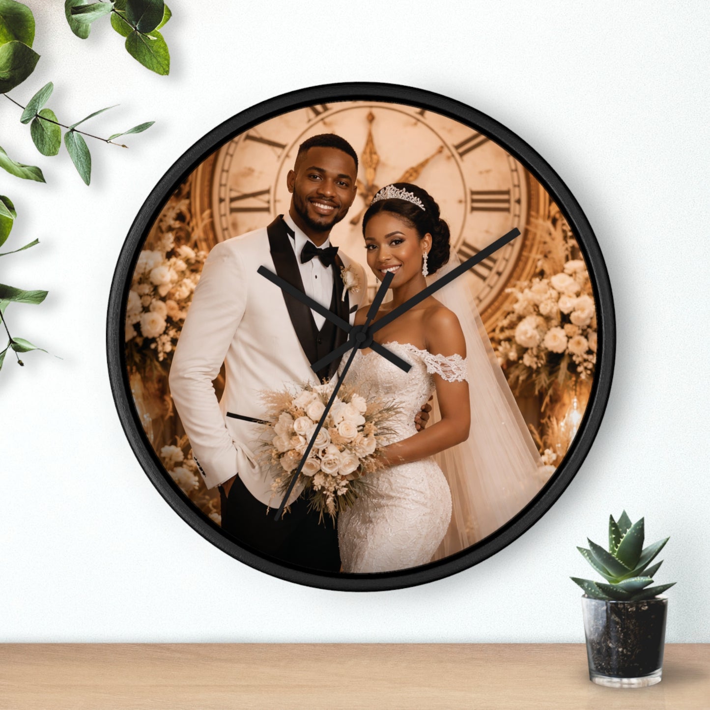 Personalized Wedding Photo Wall Clock Couple Keepsake