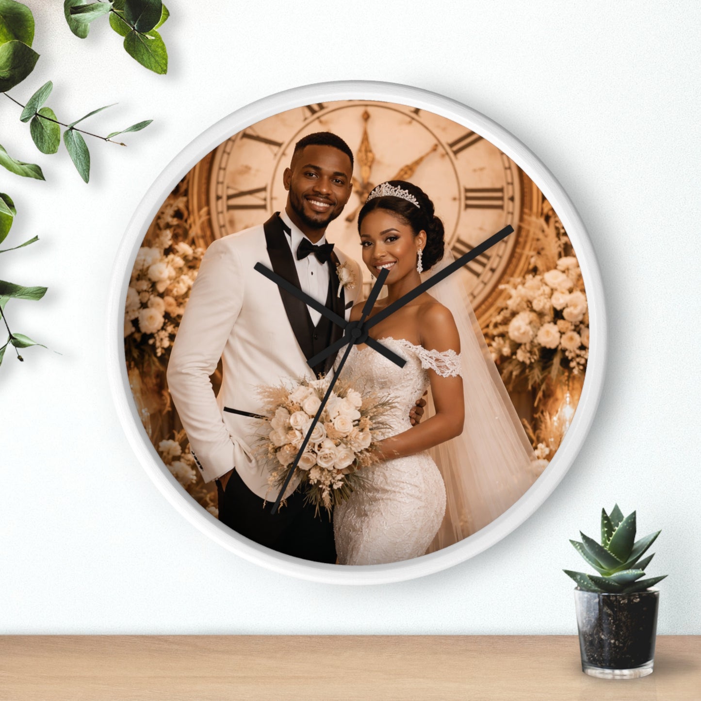 Personalized Wedding Photo Wall Clock Couple Keepsake