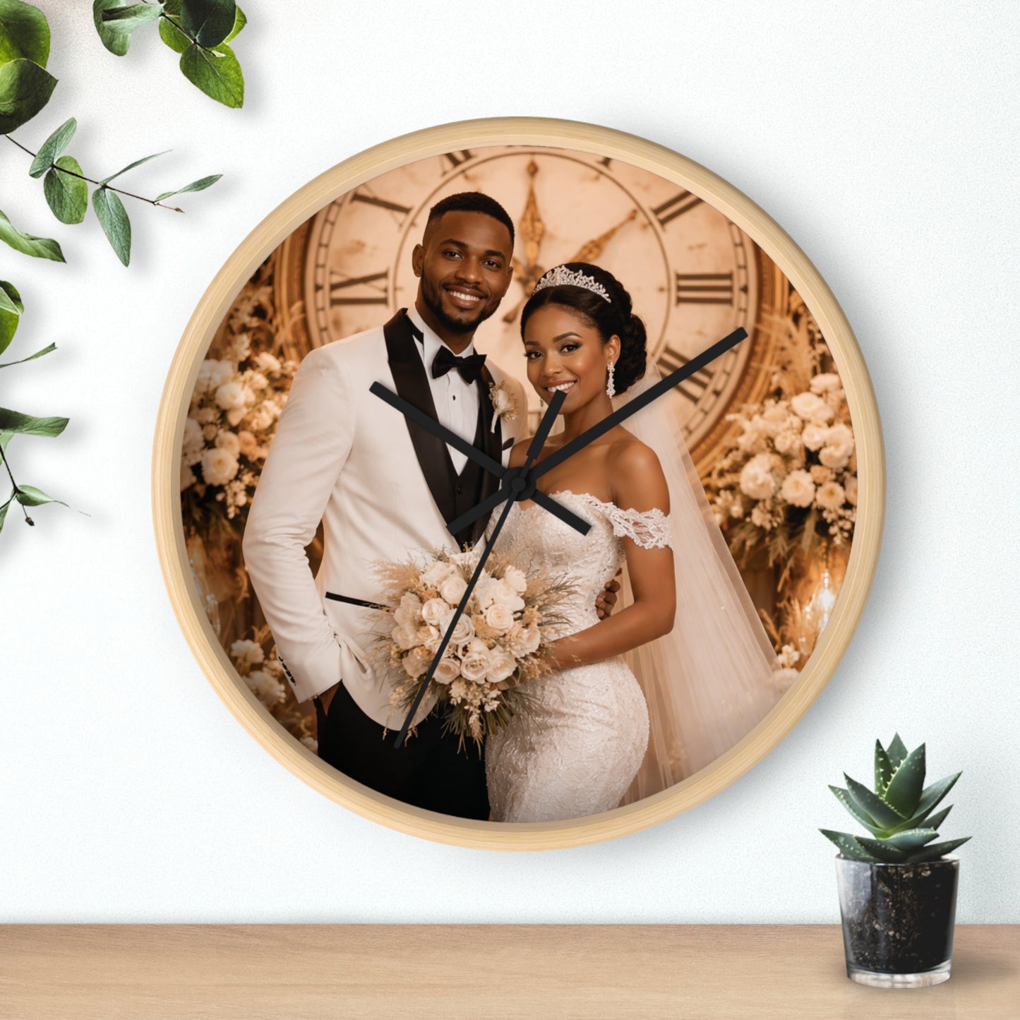 Personalized Wedding Photo Wall Clock Couple Keepsake