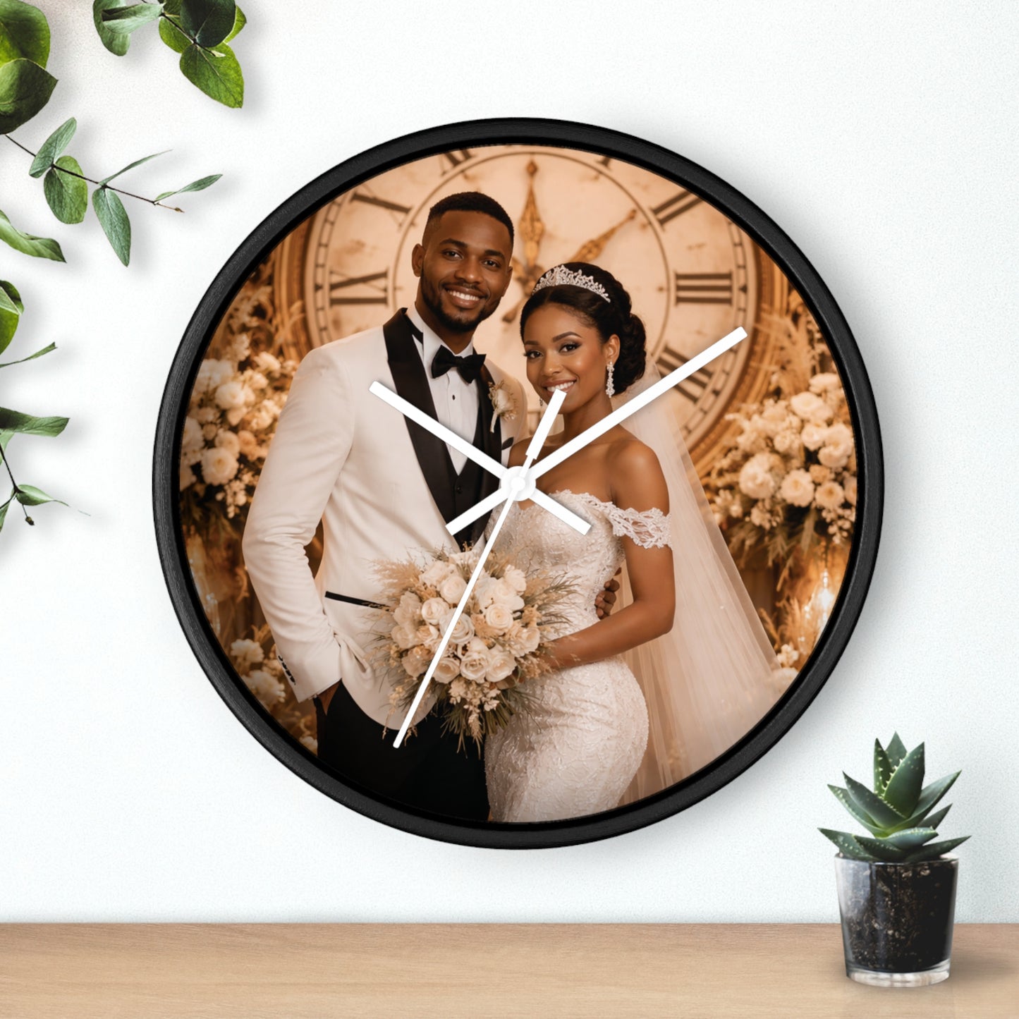 Personalized Wedding Photo Wall Clock Couple Keepsake