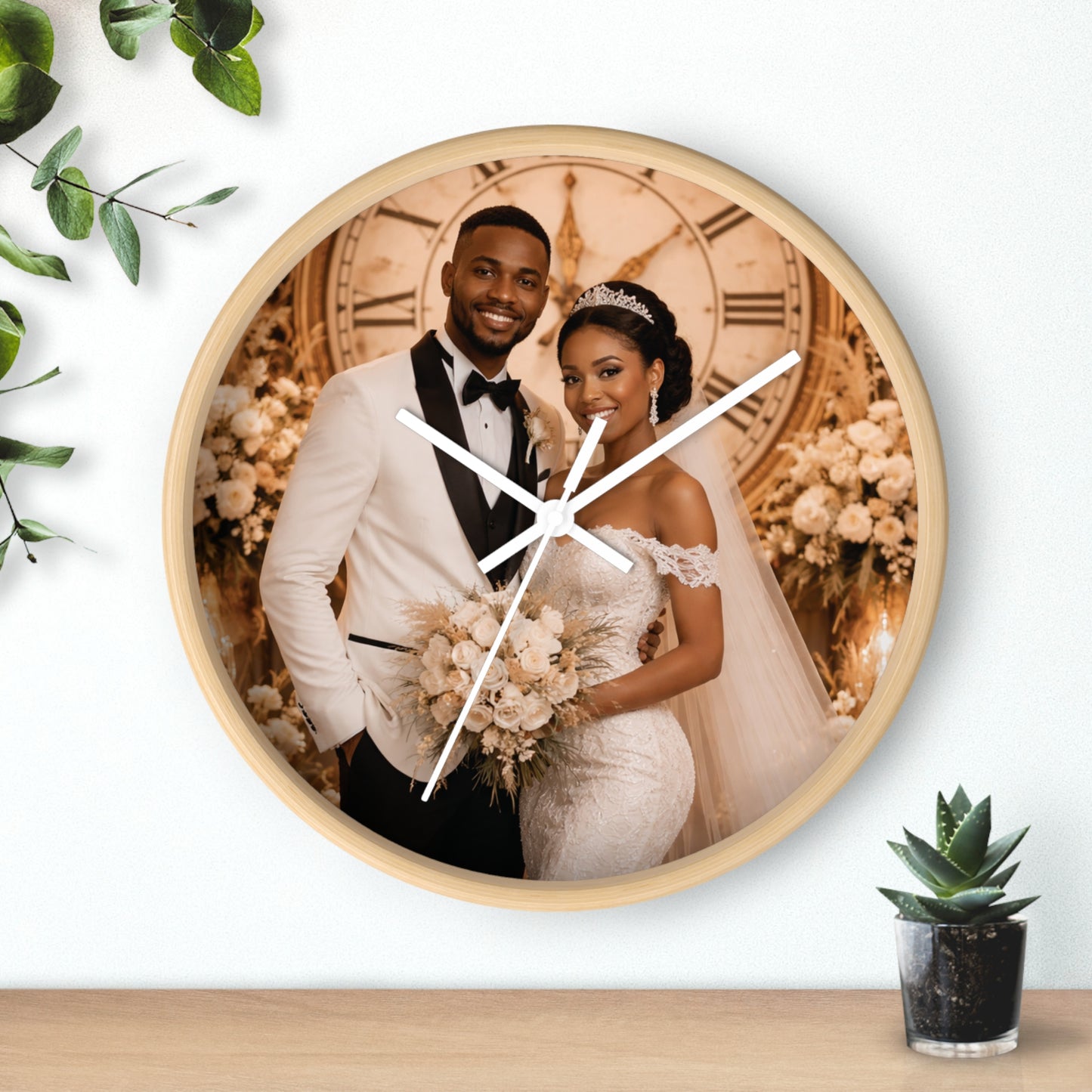 Personalized Wedding Photo Wall Clock Couple Keepsake