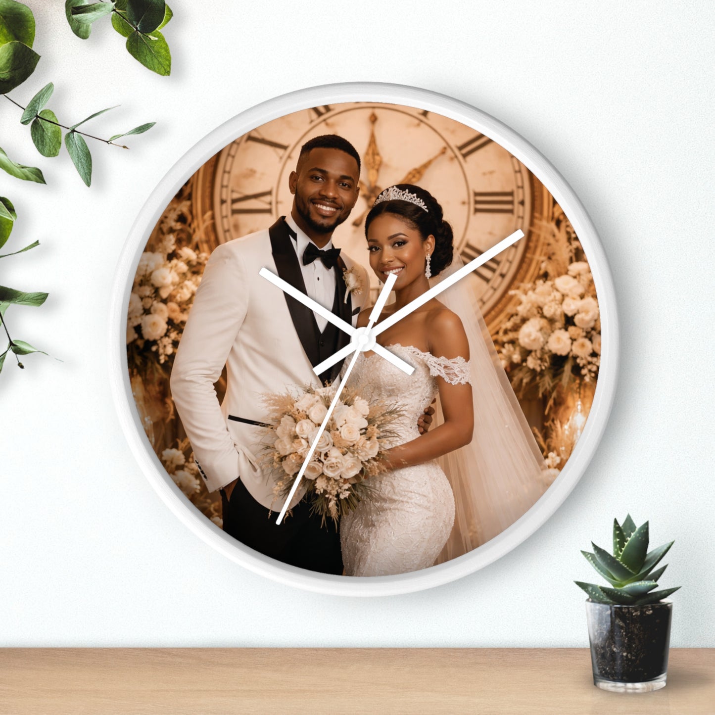 Personalized Wedding Photo Wall Clock Couple Keepsake